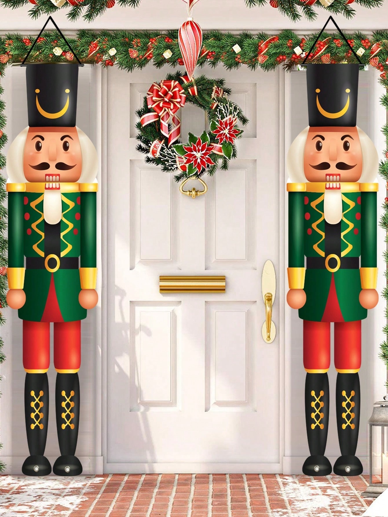 Nutcracker Figurine - Christmas Porch Banner Nutcracker Soldier Figure