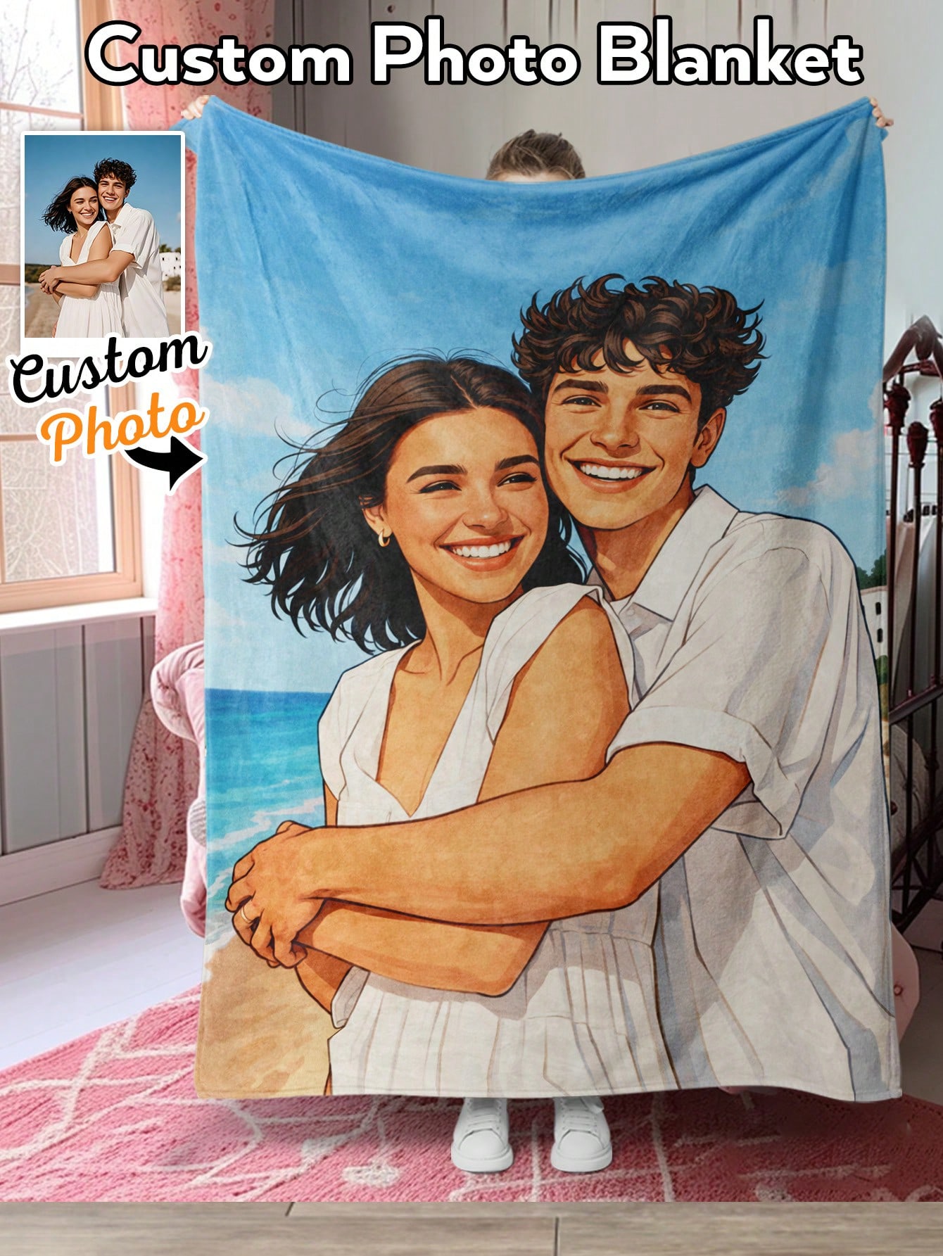 Custom AI Style Photo Blanket  - Christmas Throw Blanket 评论和价格