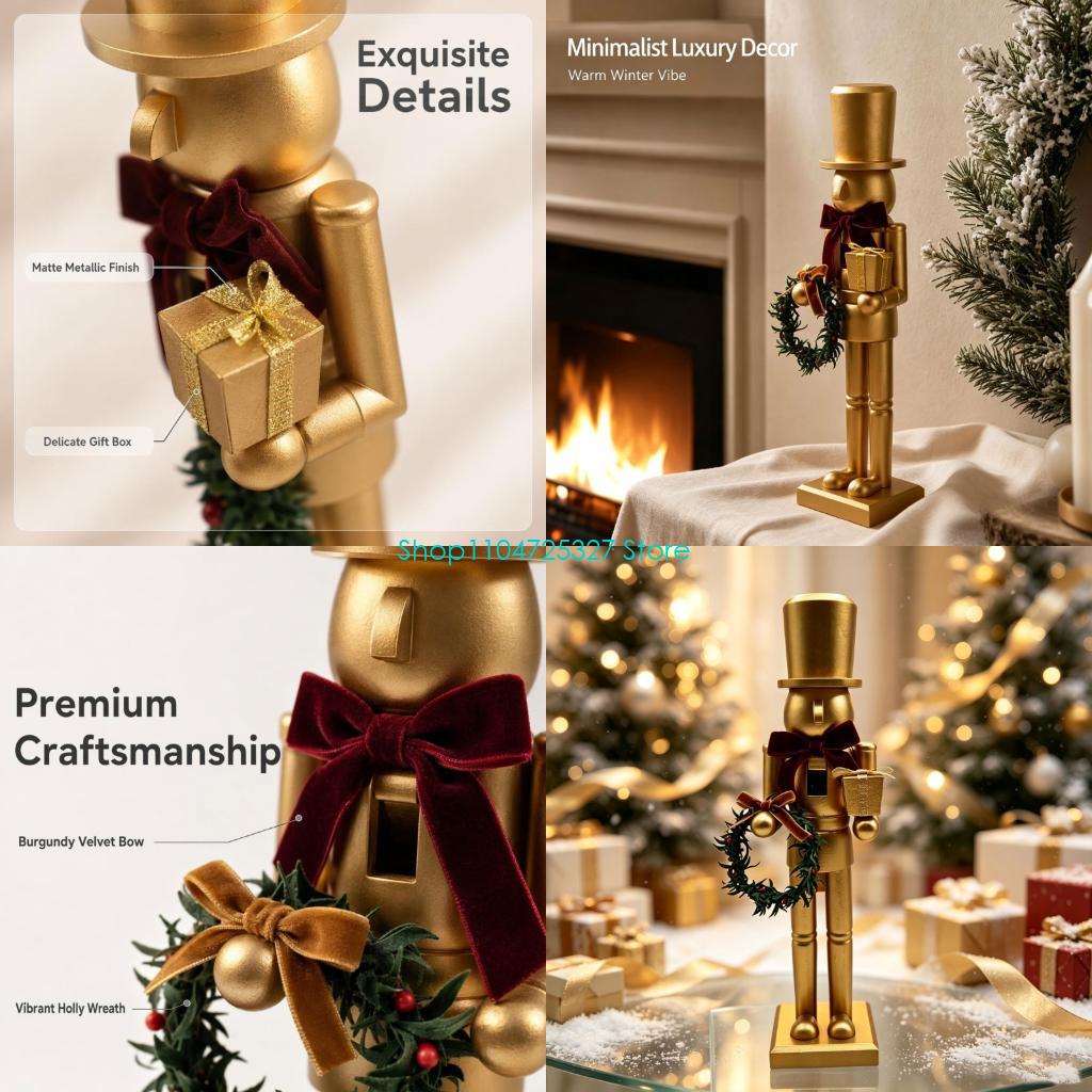 D8KF Christmas Wooden Gold Nut - Nutcracker Figurine 评论和价格