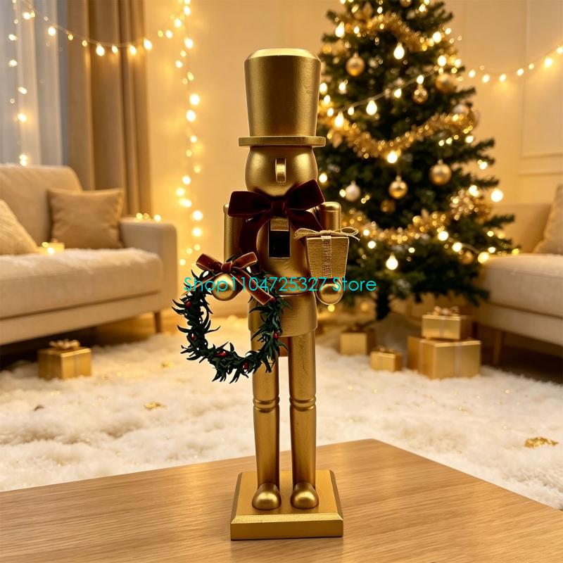 D8KF Christmas Wooden Gold Nut - Nutcracker Figurine 评论和价格