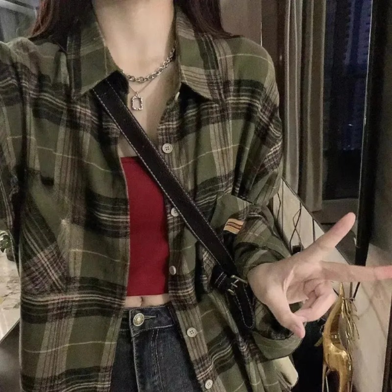 Plaid Shirts Women Retro Turn- - Christmas Throw Blanket 评论和价格